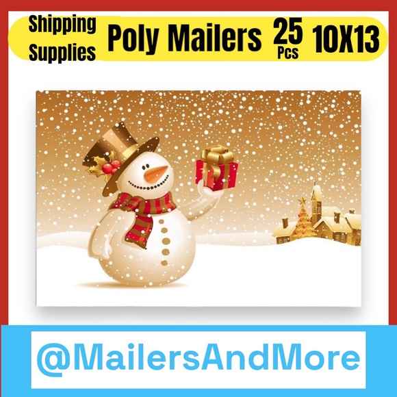25 10X13 Poly Mailers Snowman Christmas Shipping Envelopes PRICE IS FIRM - Picture 3 of 7